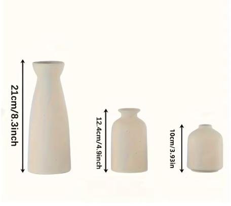 Set of 3 Ceramic Vase, Flower Vases For Rustic Home Decor