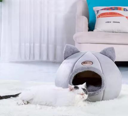 Winter Warm Cat Nest Semi-Enclosed Design Windproof And Cold-Resistant