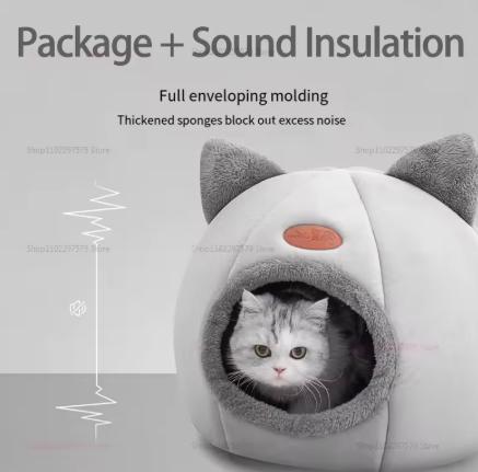 Winter Warm Cat Nest Semi-Enclosed Design Windproof And Cold-Resistant