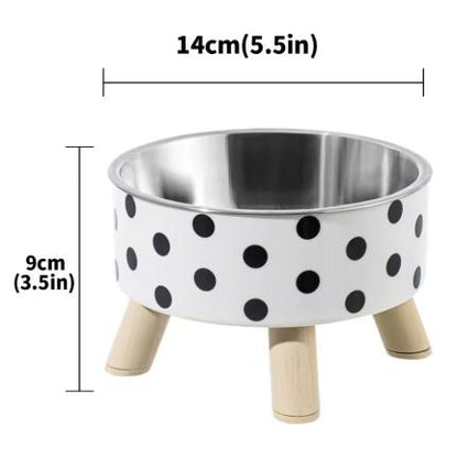 Pet cat and dog bowl polka-dot plaid stainless steel anti-slip easy to clean indoor and outdoor