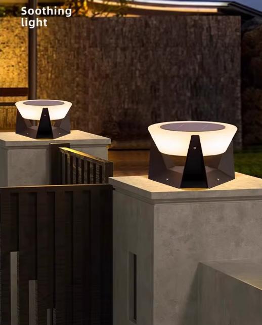 Remote-Controlled LED Solar Column Light — Waterproof Cylindrical Outdoor Lamp for Garden, Gate Posts, and Entryways (Dimmable)