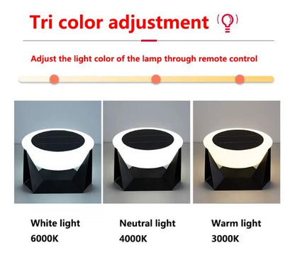 Remote-Controlled LED Solar Column Light — Waterproof Cylindrical Outdoor Lamp for Garden, Gate Posts, and Entryways (Dimmable)