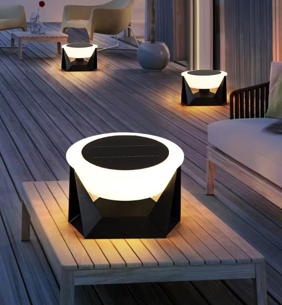 Remote-Controlled LED Solar Column Light — Waterproof Cylindrical Outdoor Lamp for Garden, Gate Posts, and Entryways (Dimmable)