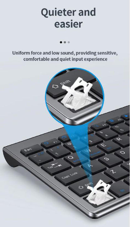 Gray Bluetooth 5.0 and 2.4G Wireless Keyboard and Mouse Combo, Rechargeable Full-Size Set for Laptops and Notebooks