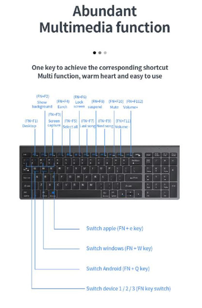 Gray Bluetooth 5.0 and 2.4G Wireless Keyboard and Mouse Combo, Rechargeable Full-Size Set for Laptops and Notebooks