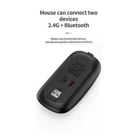 Gray Bluetooth 5.0 and 2.4G Wireless Keyboard and Mouse Combo, Rechargeable Full-Size Set for Laptops and Notebooks