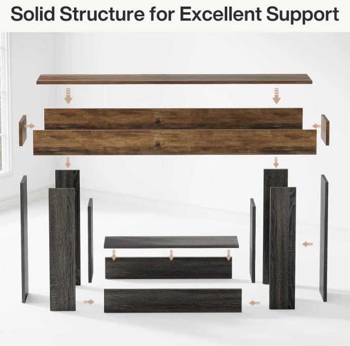 Farmhouse Console Table - Rustic Narrow table for Entryway or Living Room