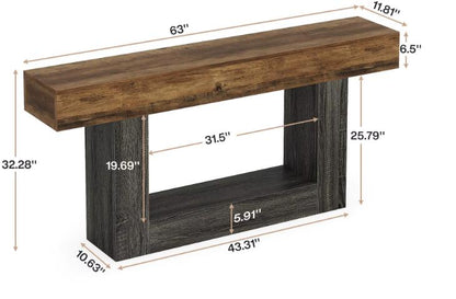 Farmhouse Console Table - Rustic Narrow table for Entryway or Living Room