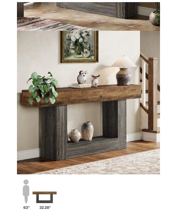Farmhouse Console Table - Rustic Narrow table for Entryway or Living Room