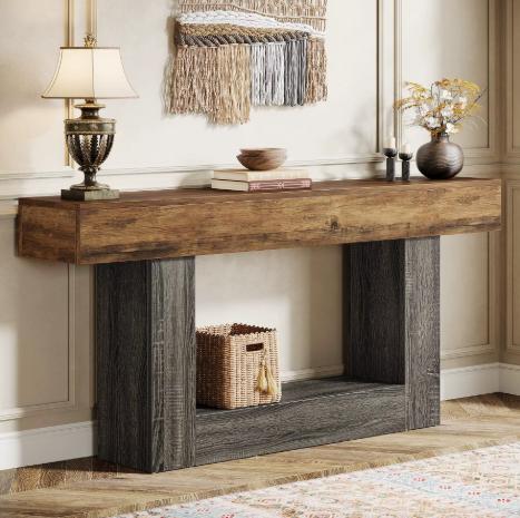 Farmhouse Console Table - Rustic Narrow table for Entryway or Living Room