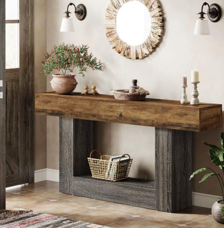 Farmhouse Console Table - Rustic Narrow table for Entryway or Living Room