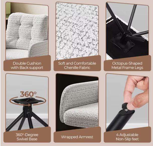 Armchair with thick padded cushions - a stylish and comfortable accent chair for any bedroom or livingroom