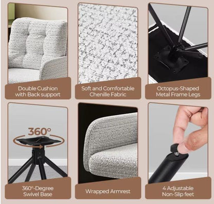 Armchair with thick padded cushions - a stylish and comfortable accent chair for any bedroom or livingroom