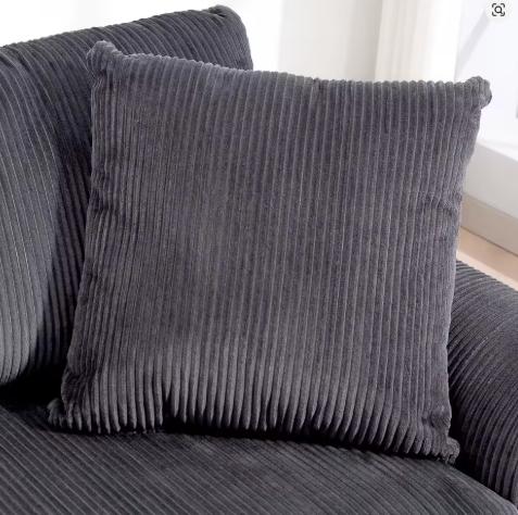 Jumbo Cord Sofa Couch with Spring Cushion, Grey