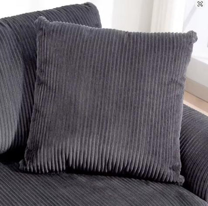 Jumbo Cord Sofa Couch with Spring Cushion, Grey