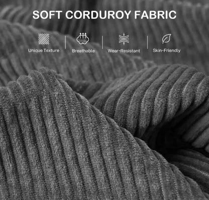 Jumbo Cord Sofa Couch with Spring Cushion, Grey