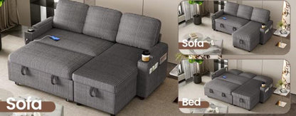Sofa Bed, L-Shaped Sleeper Sectional Couch