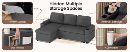 Sofa Bed, L-Shaped Sleeper Sectional Couch