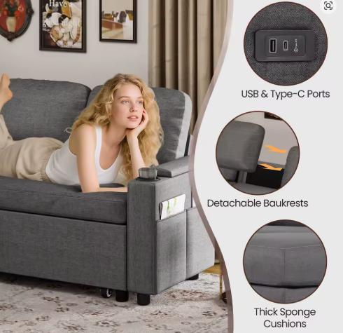 Sofa Bed, L-Shaped Sleeper Sectional Couch