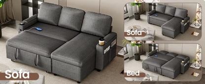 Sofa Bed, L-Shaped Sleeper Sectional Couch