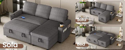 Sofa Bed, L-Shaped Sleeper Sectional Couch