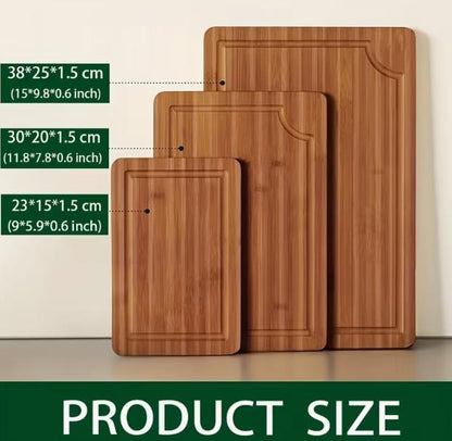 DEPOT premium bamboo cutting board set with eco-friendly wooden chopping boards for meat and vegetables, showcasing the natural bamboo grain.