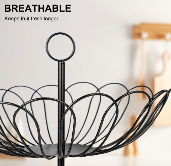 Stainless steel 2-tier fruit basket by DEPOT, durable metal fruit holder with multiple tiers for household use.