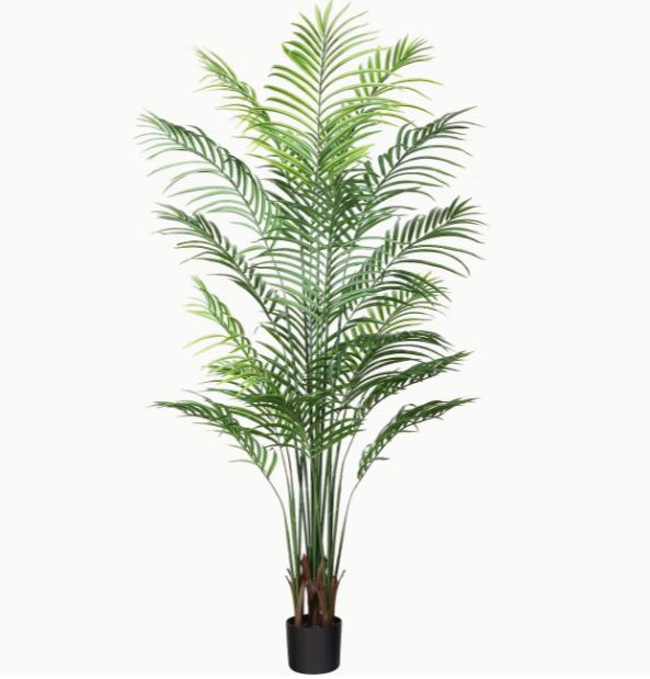 Large lifelike palm tree from DEPOT, indoor and outdoor tropical foliage for home and garden decor, with lush green fronds.