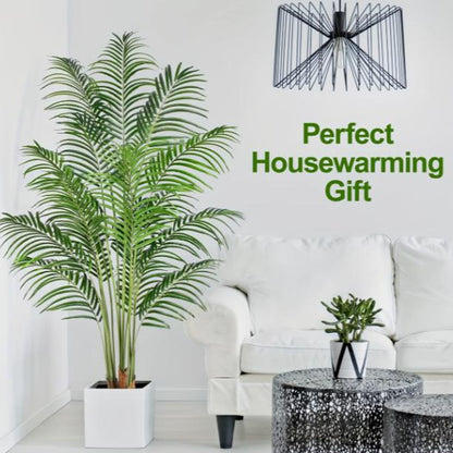 Large lifelike palm tree from DEPOT, ideal for indoor and outdoor tropical home and garden decor, featuring realistic green foliage.