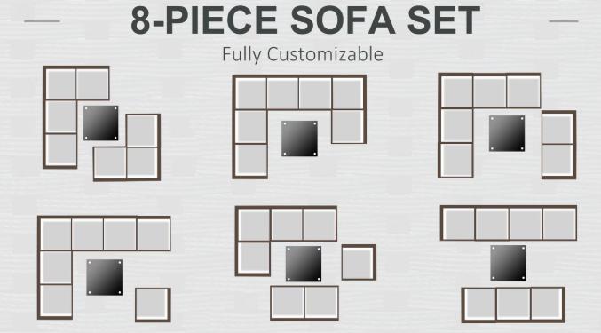 Outdoor corner sofa from Outsunny 8-piece rattan garden furniture set, designed for comfortable outdoor seating.