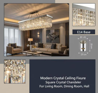 Contemporary glass prism pendant light by TrendHomeDepot, chrome ceiling fixture ideal for dining and living room decor.