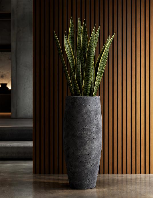 Large Jōbū Home Vessara Onyx Dusk concrete planter, 52cm tall indoor outdoor pot for plants and decorative use.