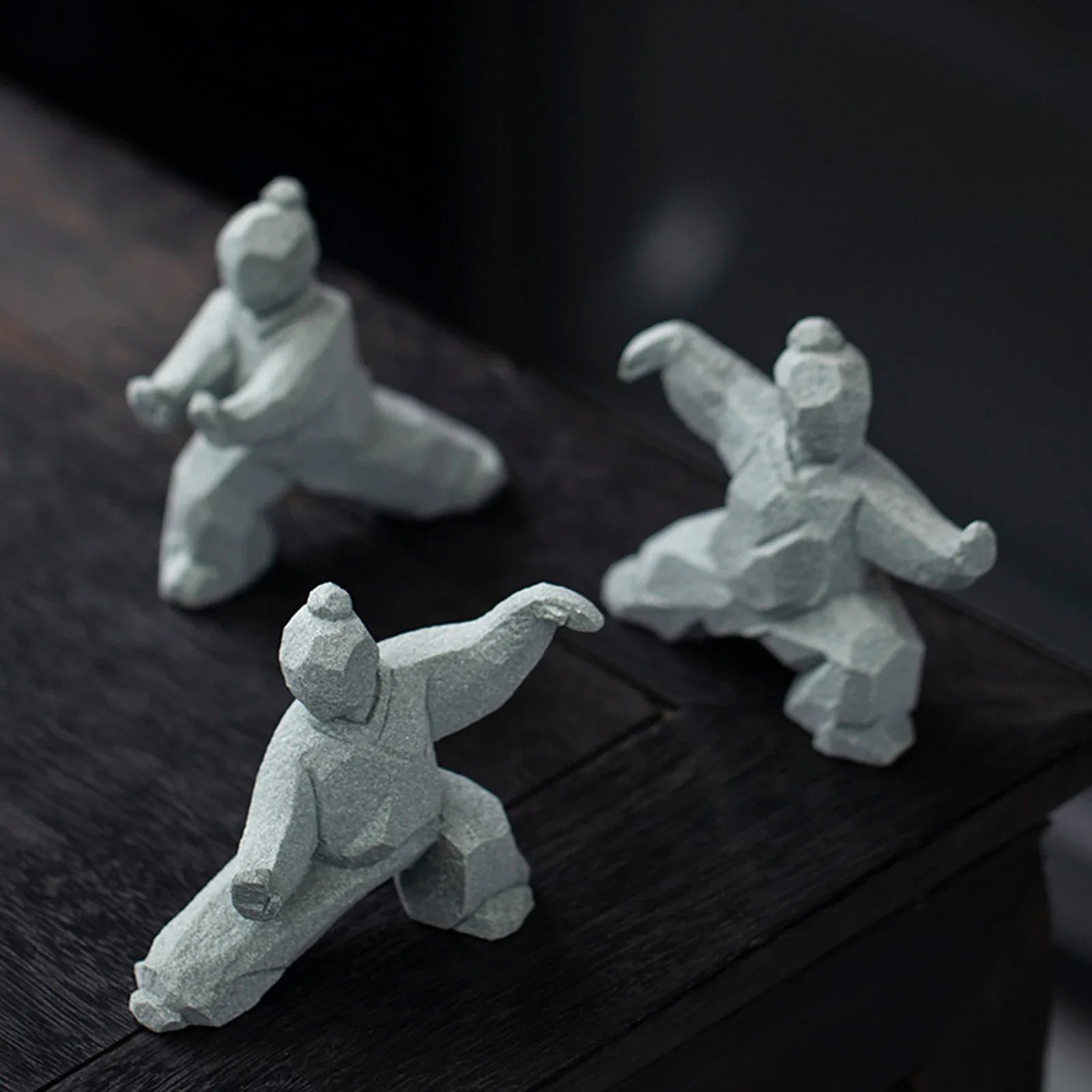 DArtano miniature Tai Chi master figurine made of stone, ideal for home or tea table décor, showcasing detailed craftsmanship.
