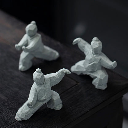 DArtano miniature Tai Chi master figurine made of stone, ideal for home or tea table décor, showcasing detailed craftsmanship.