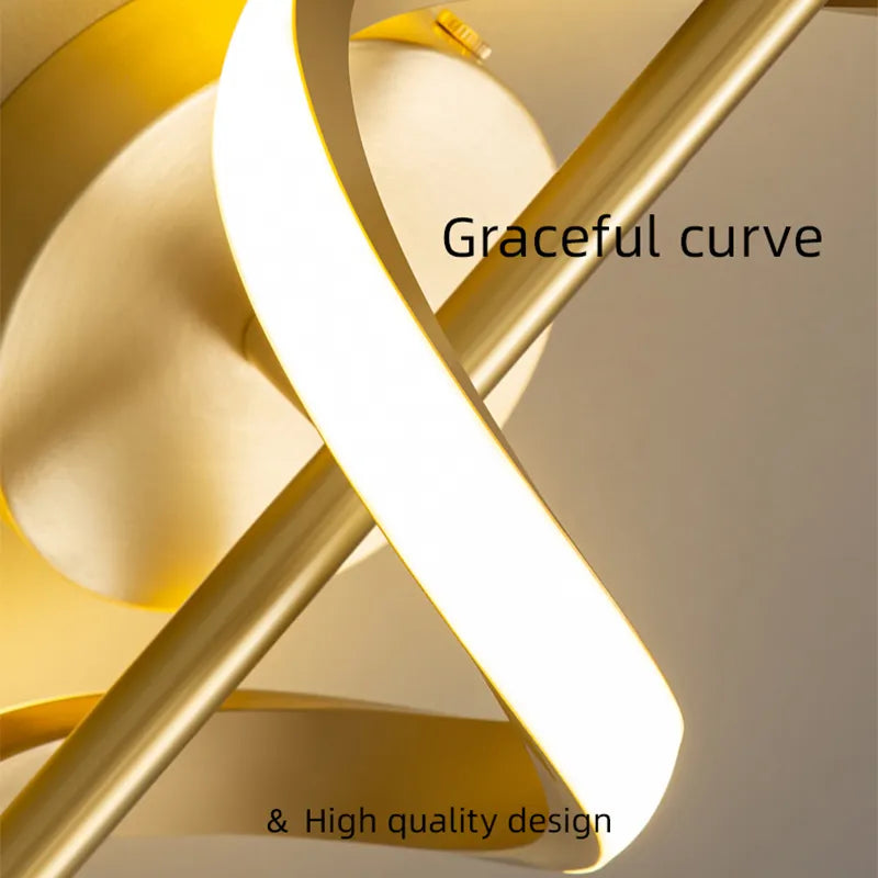 Twisted LED wall light in black and gold finish, modern design for living room decor by Light My House.