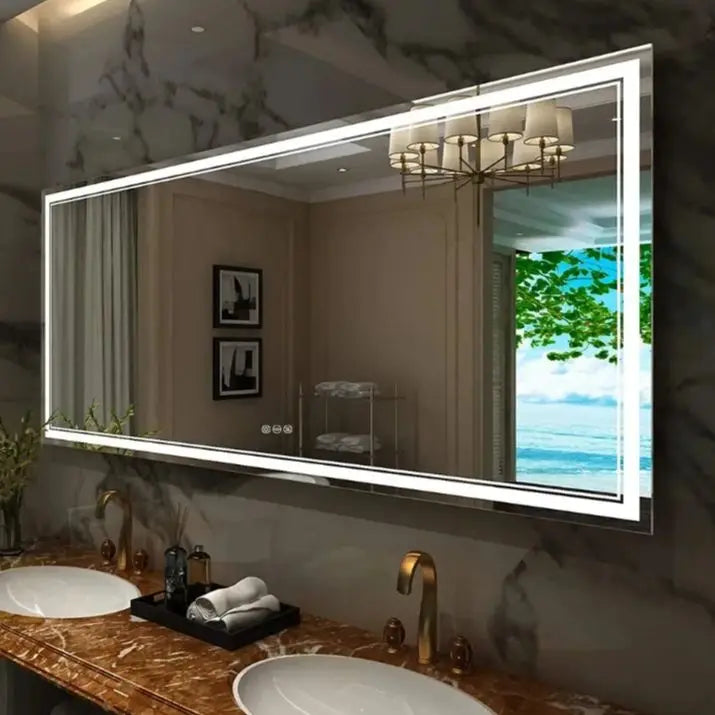Large Illuminated LED Bathroom Mirror with Front & Backlit Lighting