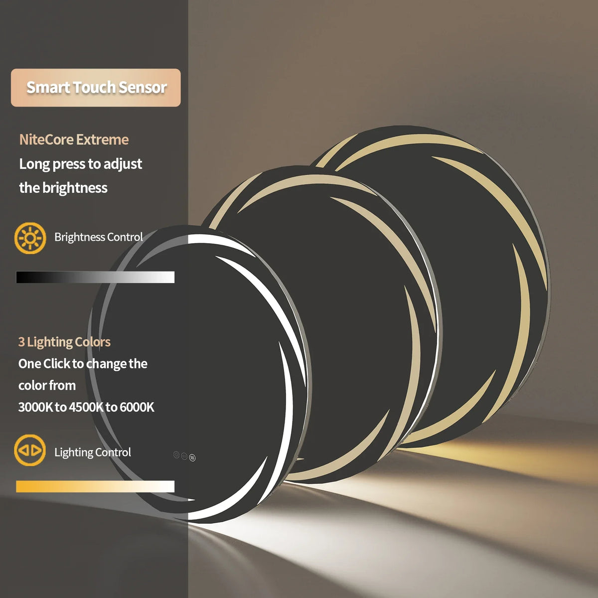 Round LED Bathroom Mirror with Backlit Illumination