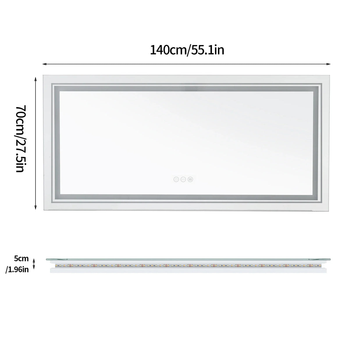 Large Illuminated LED Bathroom Mirror with Front & Backlit Lighting