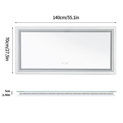 Large Illuminated LED Bathroom Mirror with Front & Backlit Lighting