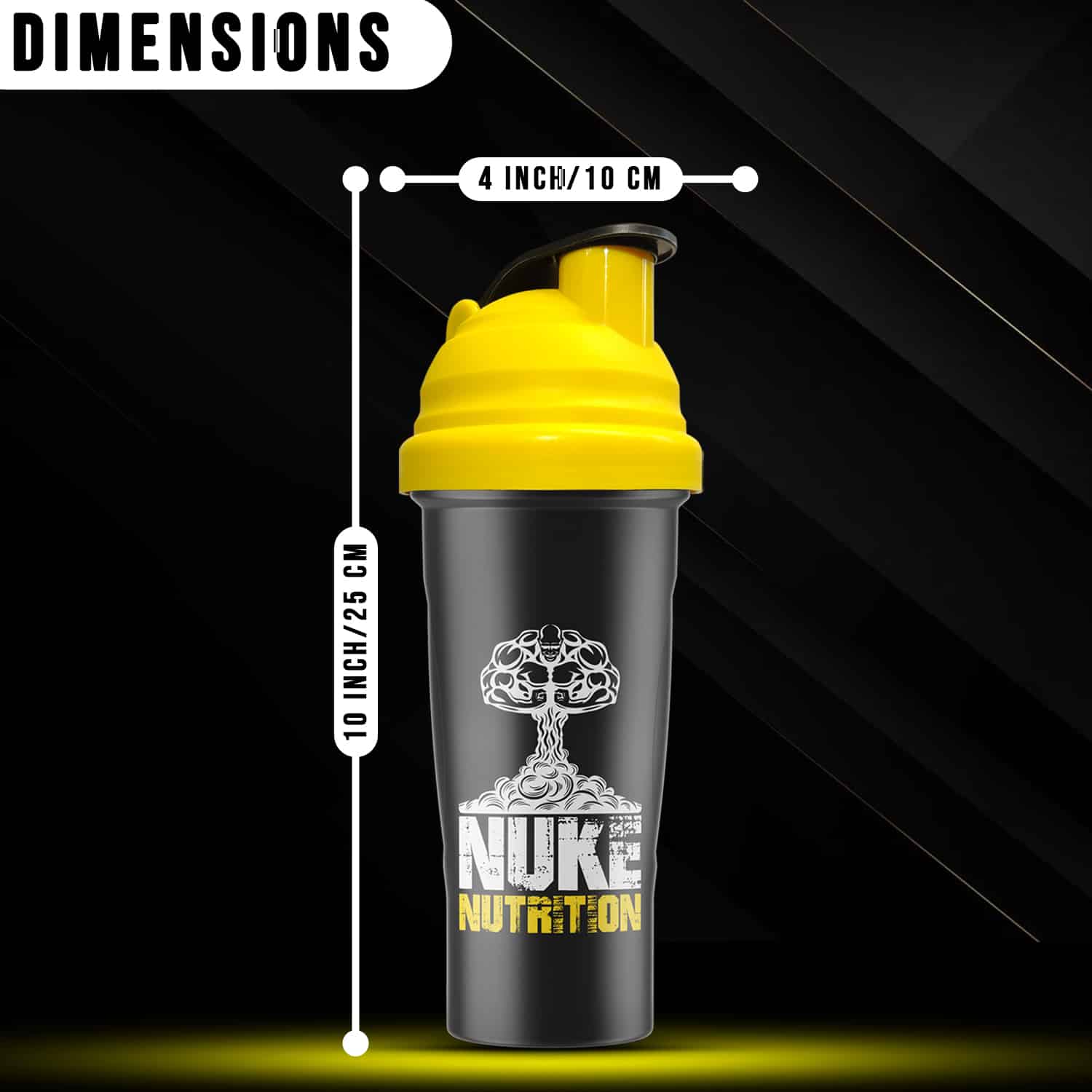 Nuke Nutrition 700ml protein shaker bottle with easy-to-clean design and dishwasher safety, suitable for gym and fitness use.