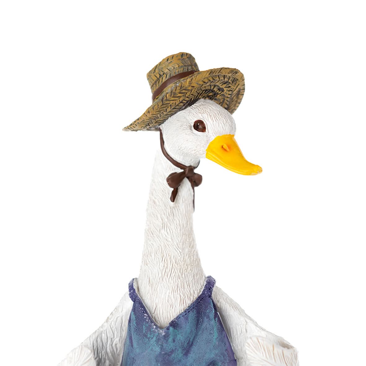 Solar Duck Garden Ornament with LED lantern by Marco Paul, outdoor decorative statue featuring solar-powered illumination.