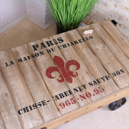 Sonala Rustic Railway Coffee Table | Industrial Wood & Metal Coffee Table with Train Wheels