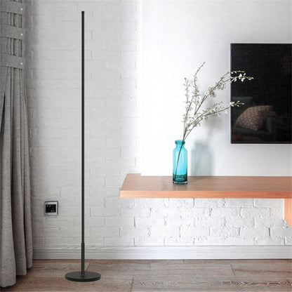 Modern LED floor lamp by Mira Sales with warm and white light, stepless dimming, ideal for bedroom or living room decor.