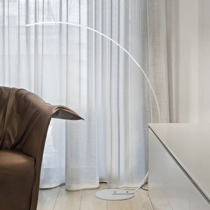 Modern Mira Sales fishing arc floor lamp with adjustable arm and remote control, ideal for reading and home lighting.