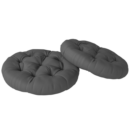 Set of two Outsunny outdoor tufted round chair cushions, garden seat pads with plush padding for outdoor furniture.