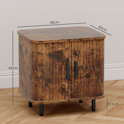 HOMCOM Nightstand with Sliding Doors and Metal Legs for Bedroom Grey
