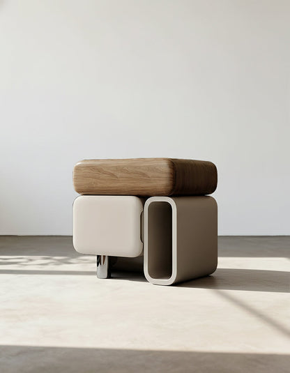 Violeta modern bedside table by DC Concept featuring sleek solid wood design for contemporary bedroom decor.