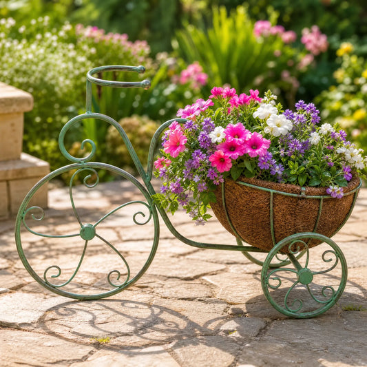 Bike Garden Planter Metal Vintage Green