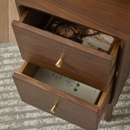 Fishe and Lilly Wright Narrow Walnut Bedside Table with sleek design and compact size for modern bedroom decor