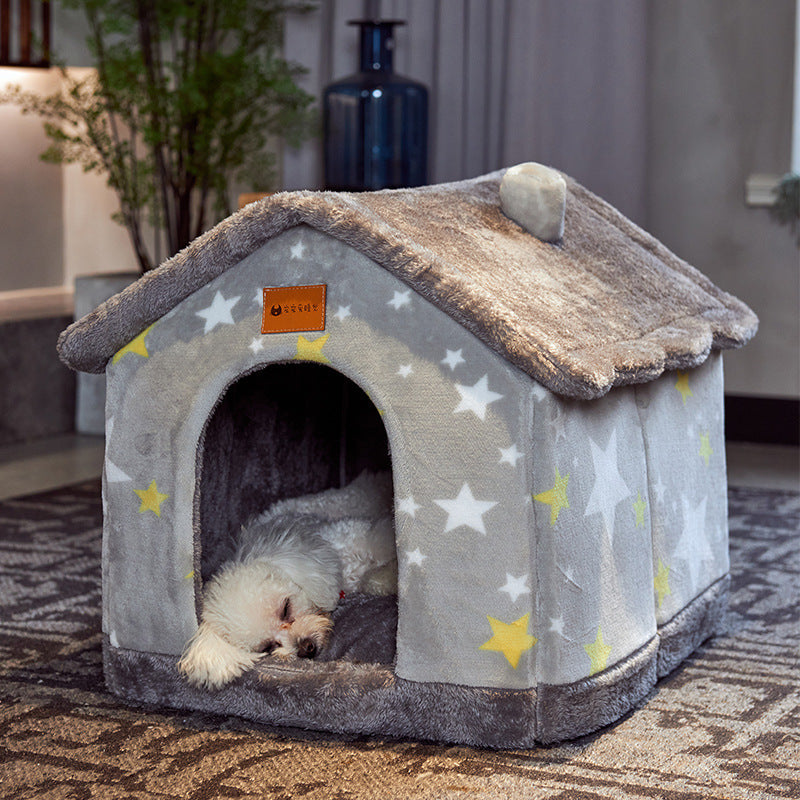Foldable Cave Pet Bed for Dogs & Cats | Warm Enclosed Pet House